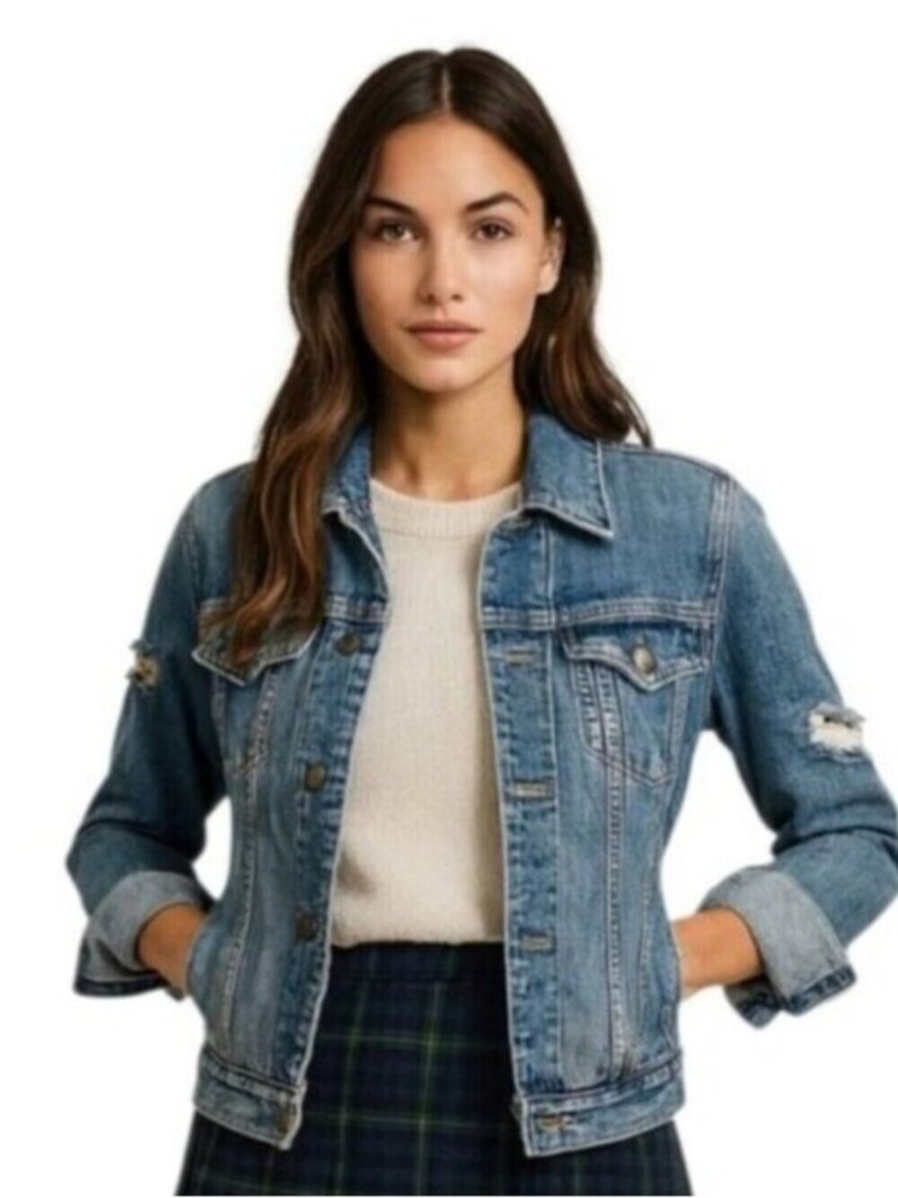 Earl Jean Distressed Patchwork Jean Jacket